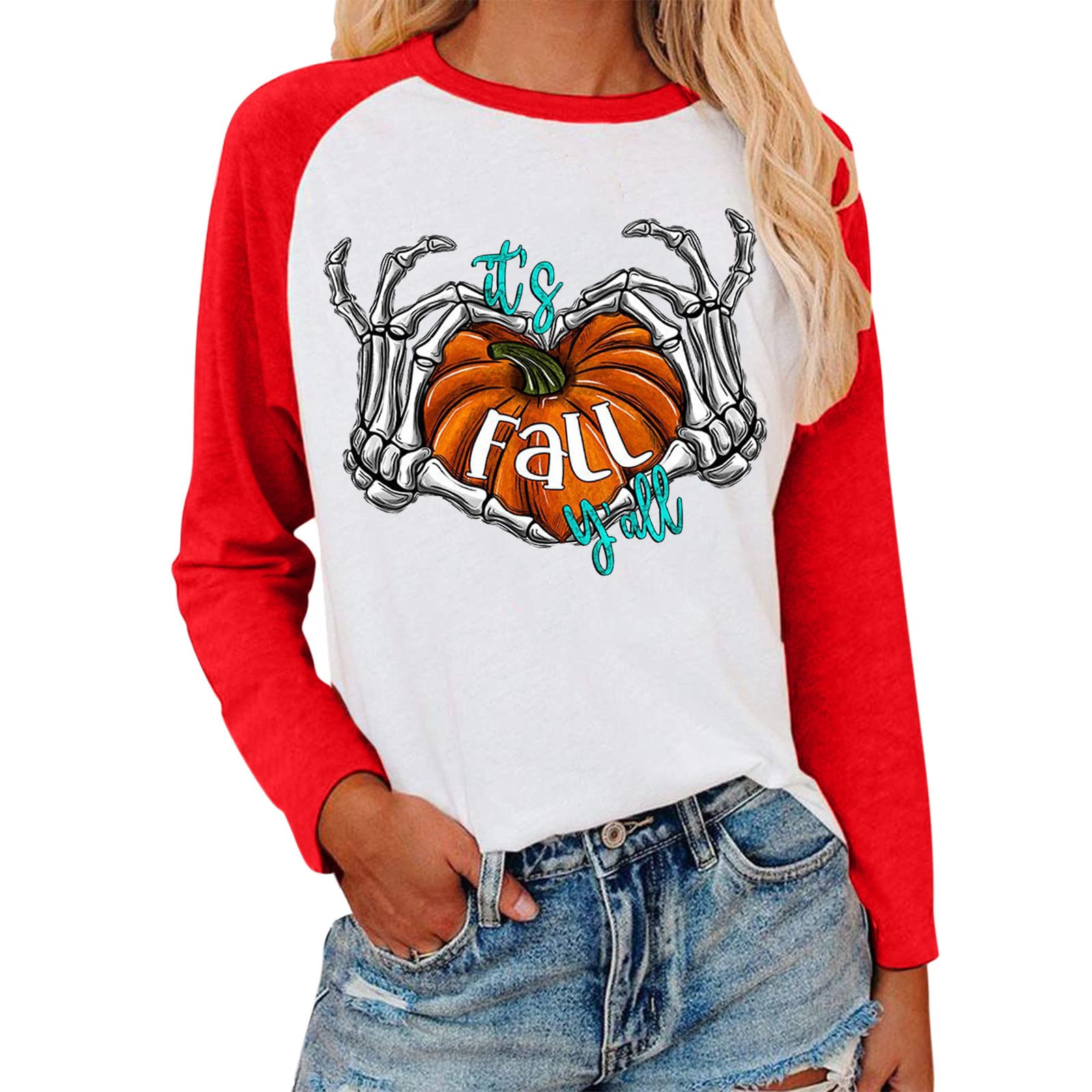 UYTOGOFE Women's Casual Printed Raglan Long Sleeve T-Shirt - Round Neck Tunic Top for Women | Perfect for Everyday Wear, Office & Weekend Outfits