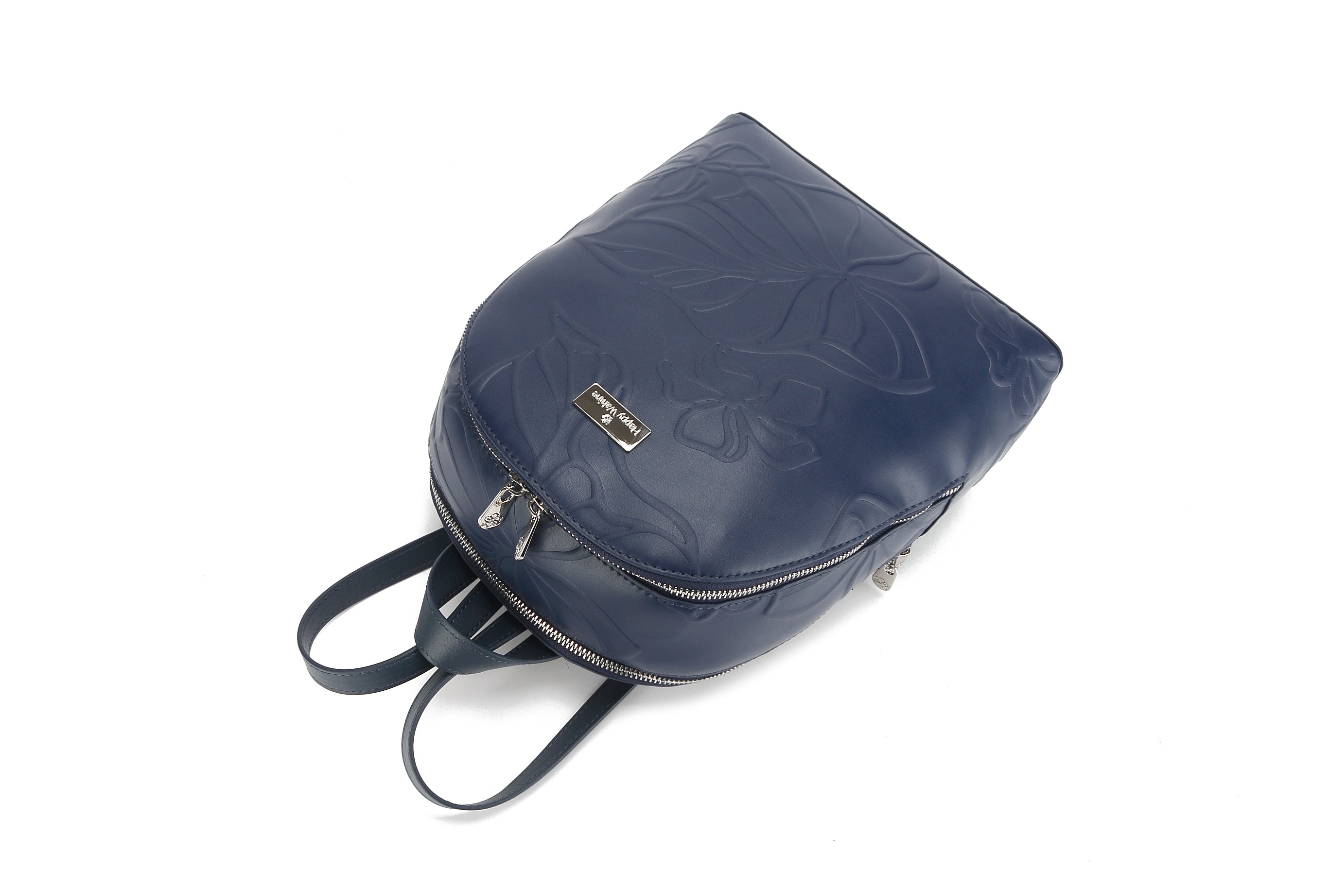 Tiffany Kalo Embossed Navy Backpack for Women - Stylish Laptop Bag for Work, School & Travel | Durable Water-Resistant College Backpack with USB Charging Port