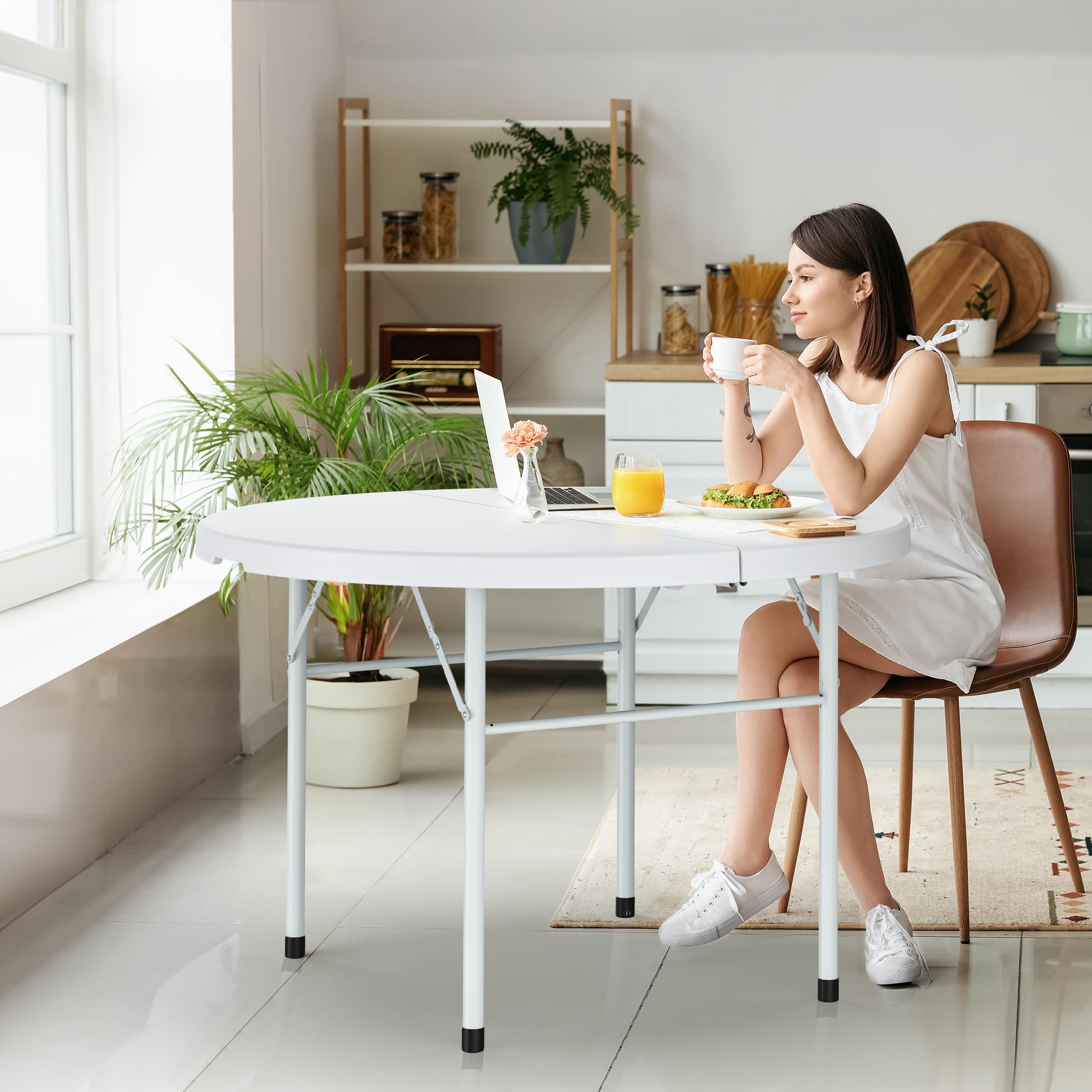 YITAHOME 48 Inch Round Folding Table - Heavy Duty Portable Table with 1.57