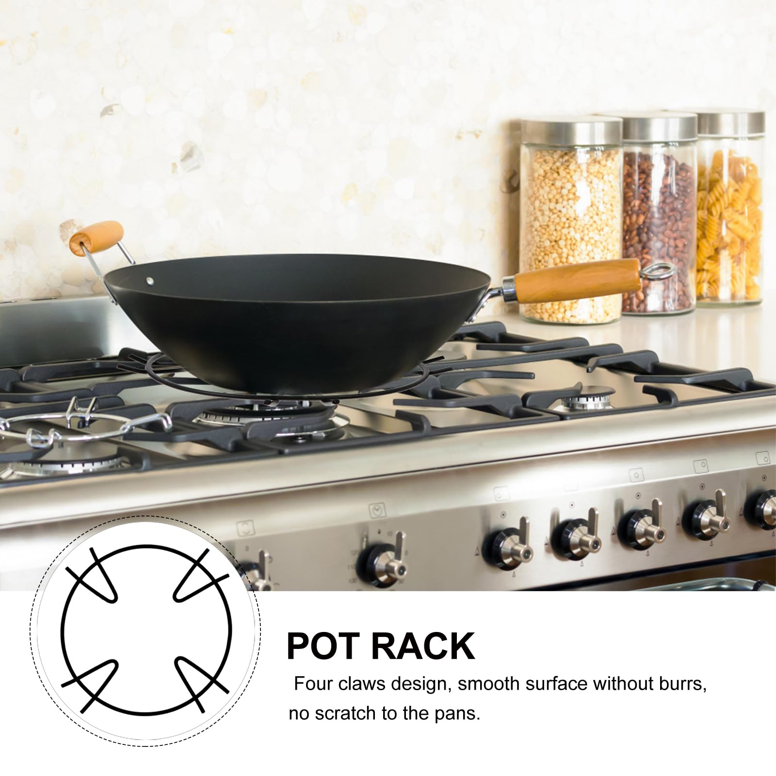 Non-Slip Iron Wok Ring - 3pcs Gas Stove Support for Cooking
