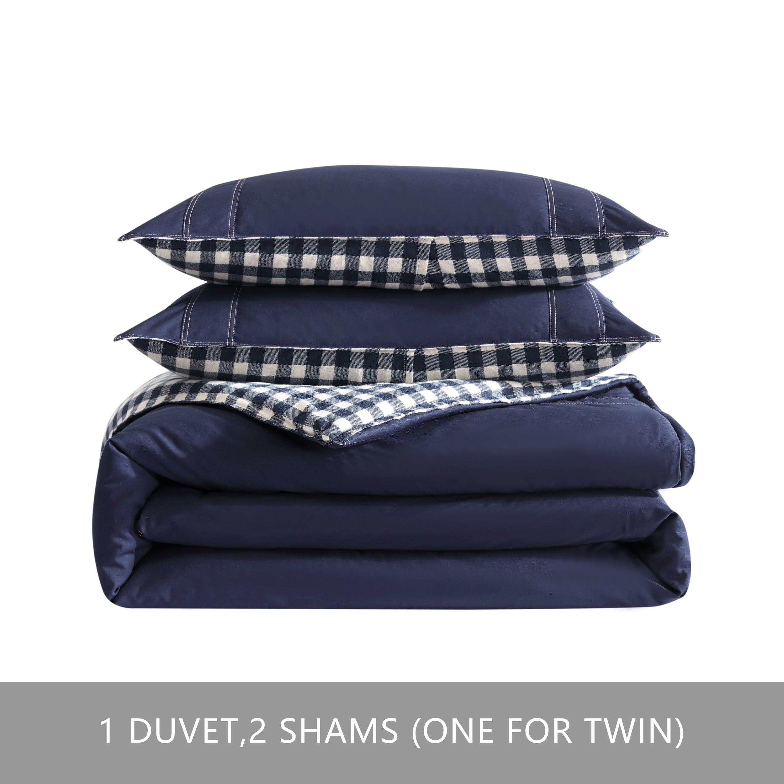 Eddie Bauer Queen Size Duvet Cover Set - 100% Cotton Reversible Comforter Cover with Matching Pillow Shams, Soft Luxury Bedding for Master Bedroom (Kingston Navy Blue) | Perfect for Guest Rooms, Vacation Homes & Cozy Bedroom Decor