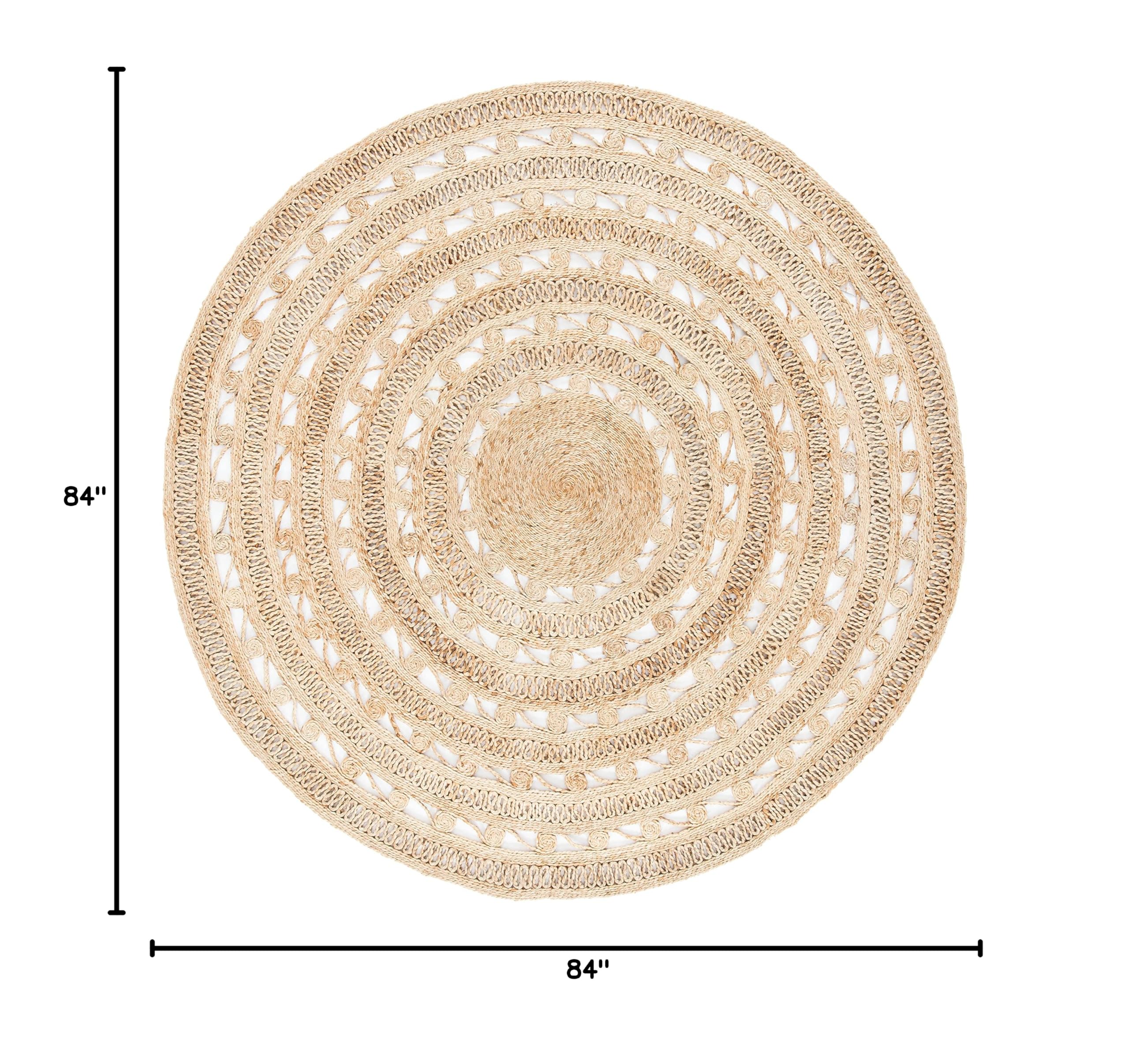 SAFAVIEH Handmade Boho Jute Area Rug 7' Round - Natural Fiber Farmhouse Rug for Living Room, Bedroom & Boho Decor | NF169A