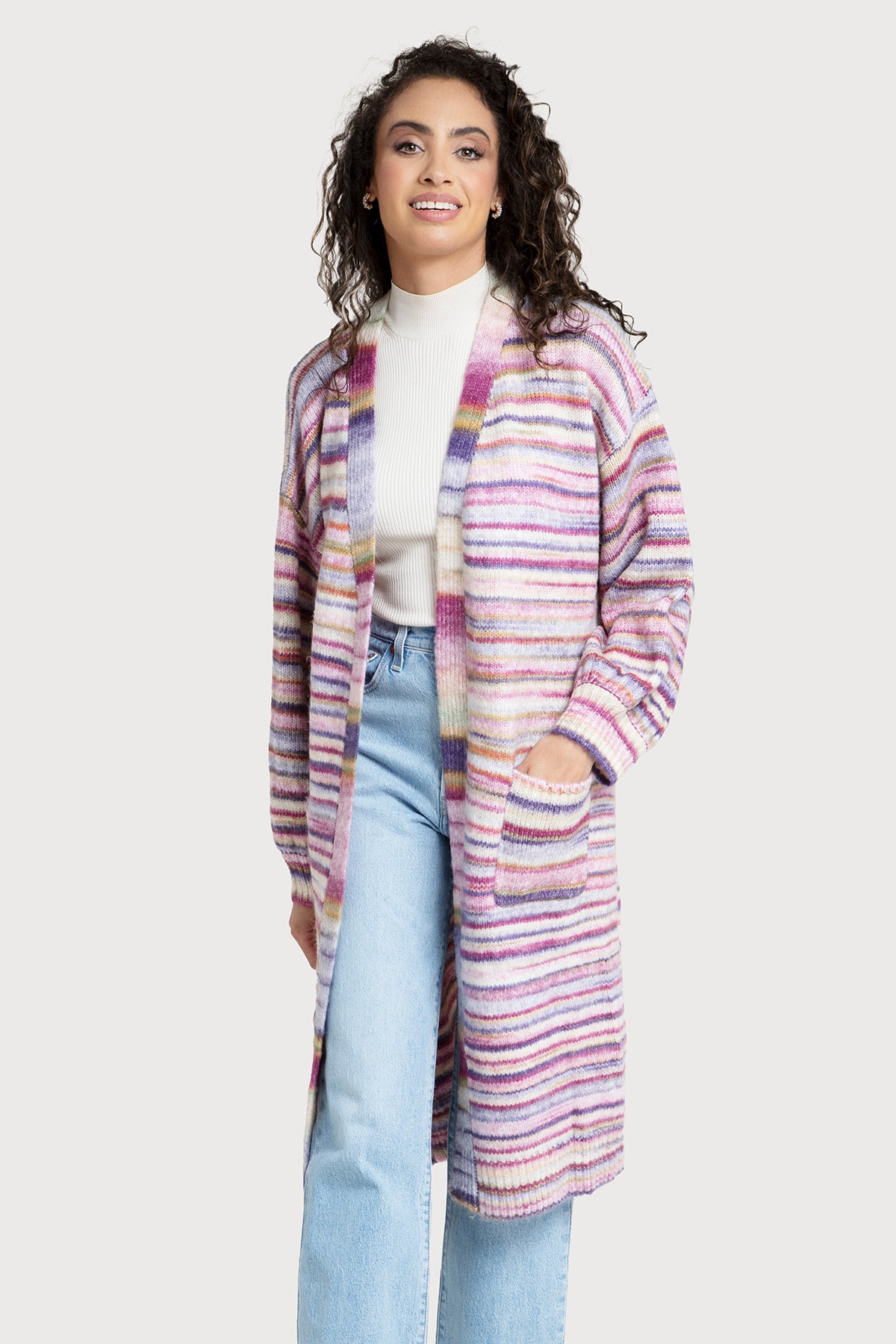 Stylish Horizontal Striped Long Cardigan Sweater for Women - Perfect for Fall Layering & Casual Outfits