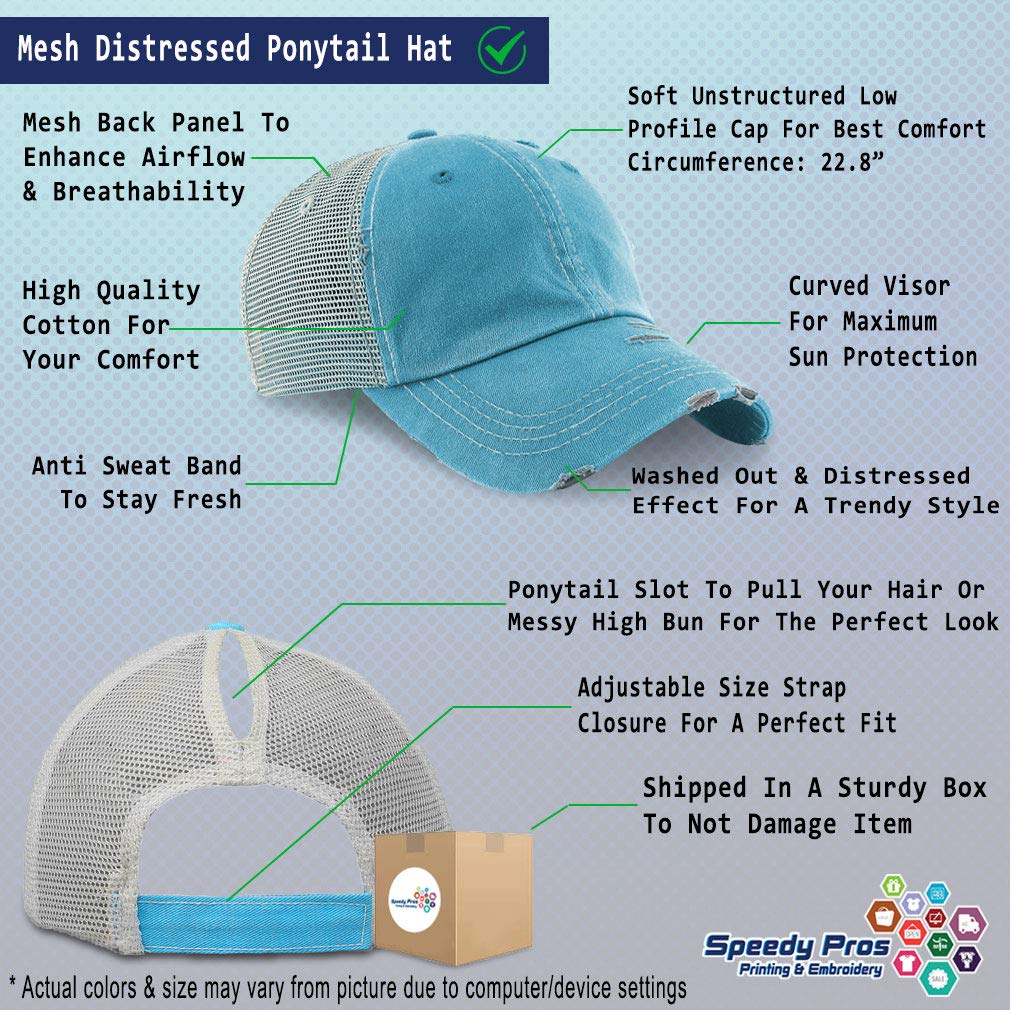 Custom Women's Ponytail Cap - Distressed Trucker Hat with Gold Embroidery for Disc Golf | Perfect for Outdoor Sports, Casual Wear & Sun Protection