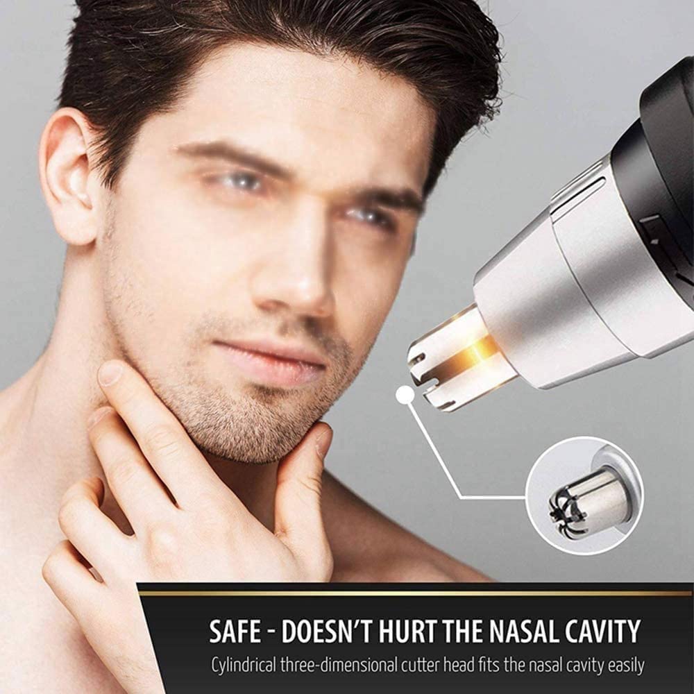 HAYNAH 2 in 1 Electric Nose & Ear Hair Trimmer for Men and Women - Waterproof Rechargeable Beard & Facial Hair Clipper with Safety Guard - Portable Grooming Kit for Travel, Home, and Salon Use