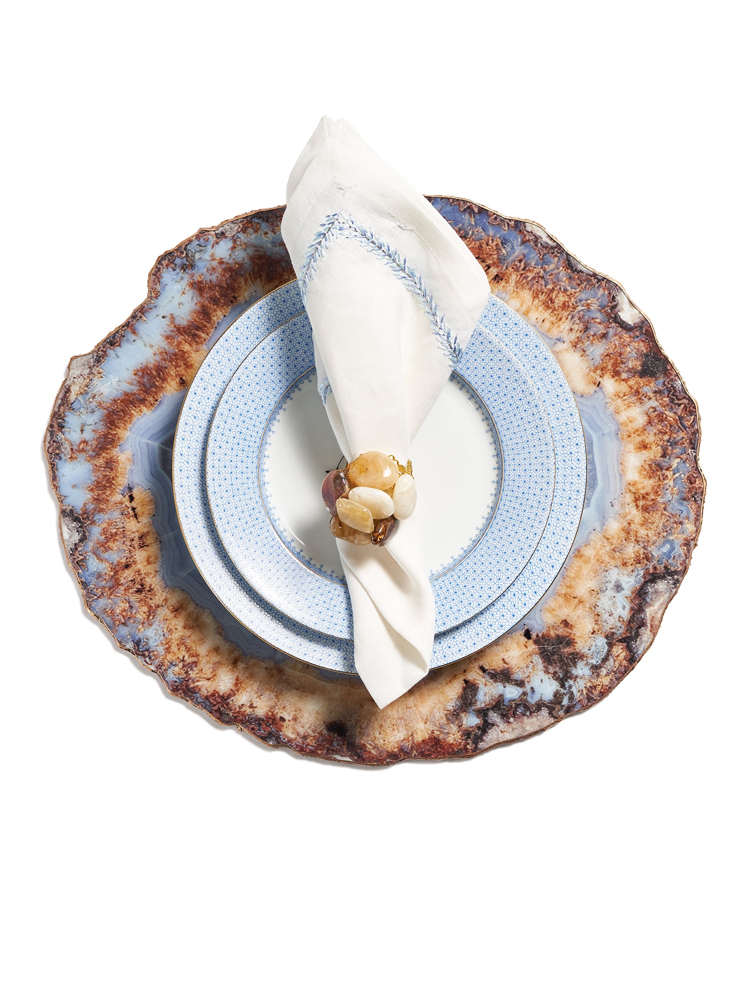 Elegant Cornflower Blue Lace Dinner Plate Set - Perfect for Fine Dining, Wedding Decor & Special Occasions