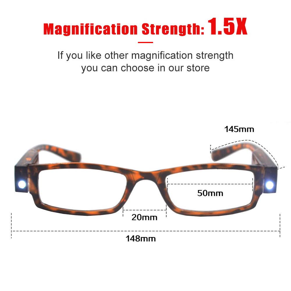 LED Reading Glasses with Light - Magnifying Readers Eyewear for Night Reading & Crafts | Perfect for Book Lovers, Knitting, and Low Light Conditions