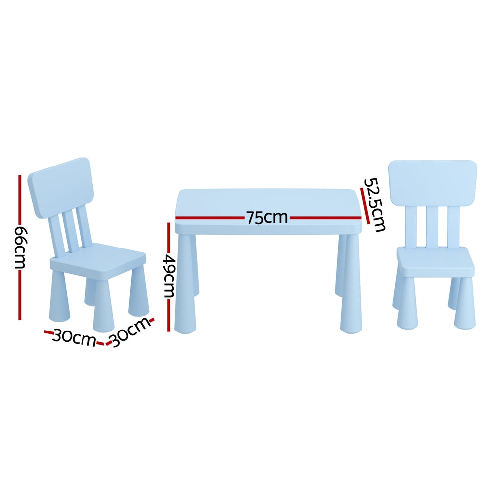 Keezi Kids Table and 2 Chairs Set - Blue Children's Furniture for Playroom, Classroom & Home Learning Activities | Durable & Safe Toddler Table Chair Set