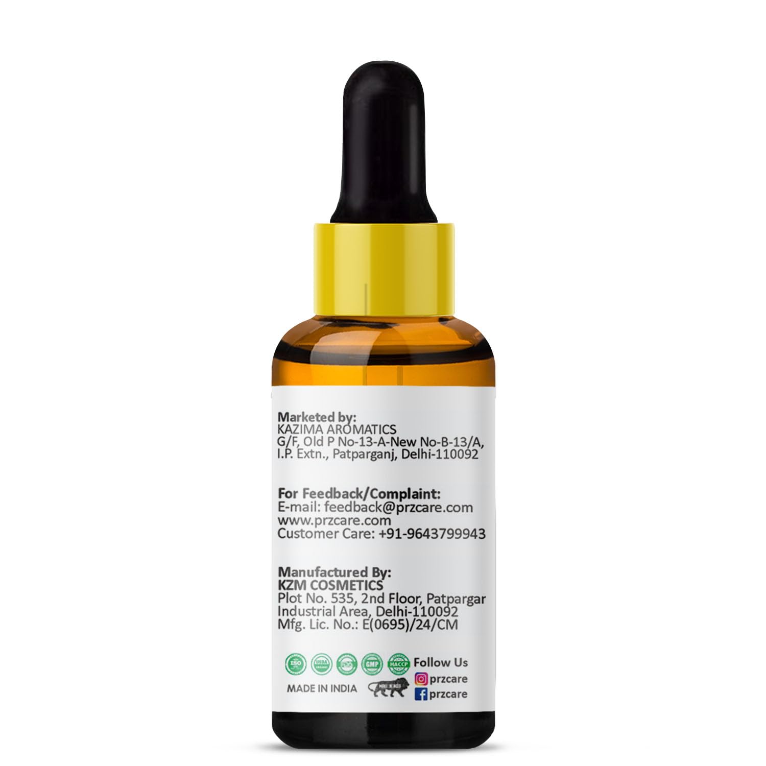 PRZ Cold Pressed Onion Oil - Pure Natural for Skin & Hair Care, 30ml - Aromatherapy & Massage