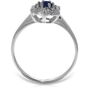 0.19 Carat 14K Solid White Gold Sapphire and Diamond Engagement Ring for Women - Perfect for Proposals, Anniversaries & Special Occasions