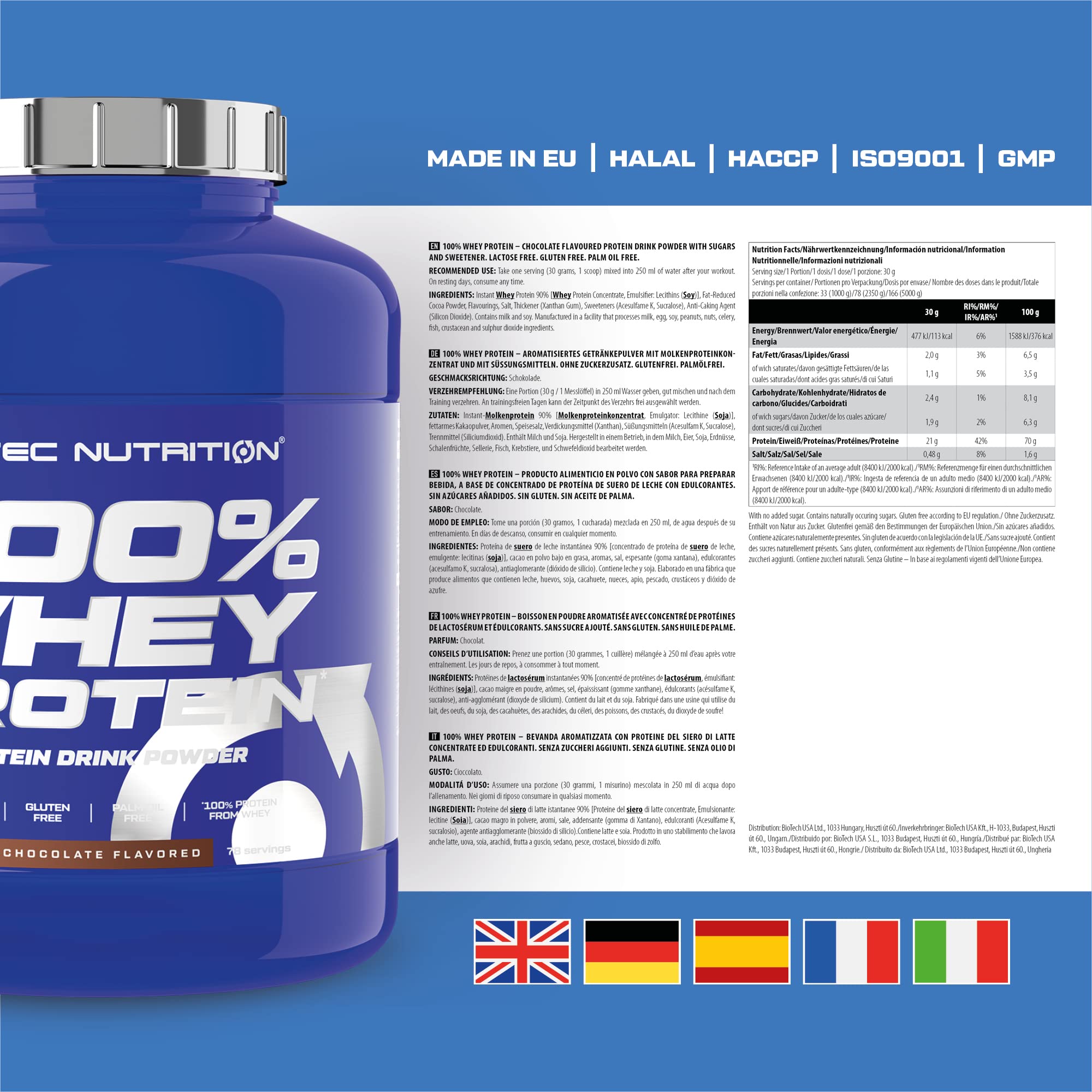 100% Whey Protein Powder 5.18lb (2350g) - Premium Chocolate Flavor for Muscle Recovery & Growth - Ideal for Gym, Workout & Bodybuilding
