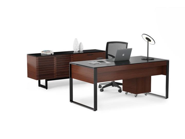 BDI Corridor 6529 Office & Storage Credenza in Chocolate Stained Walnut - Modern Home Office Furniture with File Storage & Cabinet Space for Workstations
