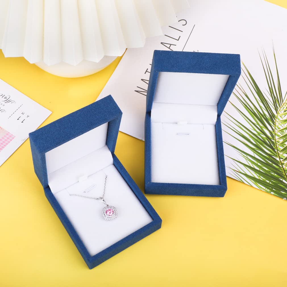 Premium Velvet Ring Box Set of 2 - Luxury Jewelry Gift Box for Engagement, Wedding, Christmas & Anniversary (Blue) - Perfect for Proposal, Bridal Shower & Romantic Gift Giving