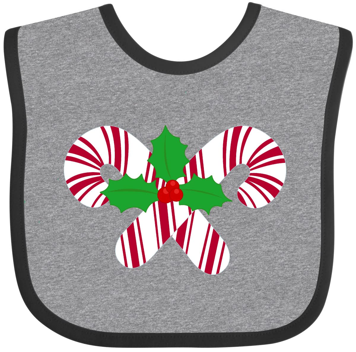Inktastic Candy Canes and Holly Christmas Baby Bib - Soft Cotton Drool Bib for Infants, Holiday Gift for Newborns (Perfect for Christmas Photos, Family Gatherings & Festive Celebrations)