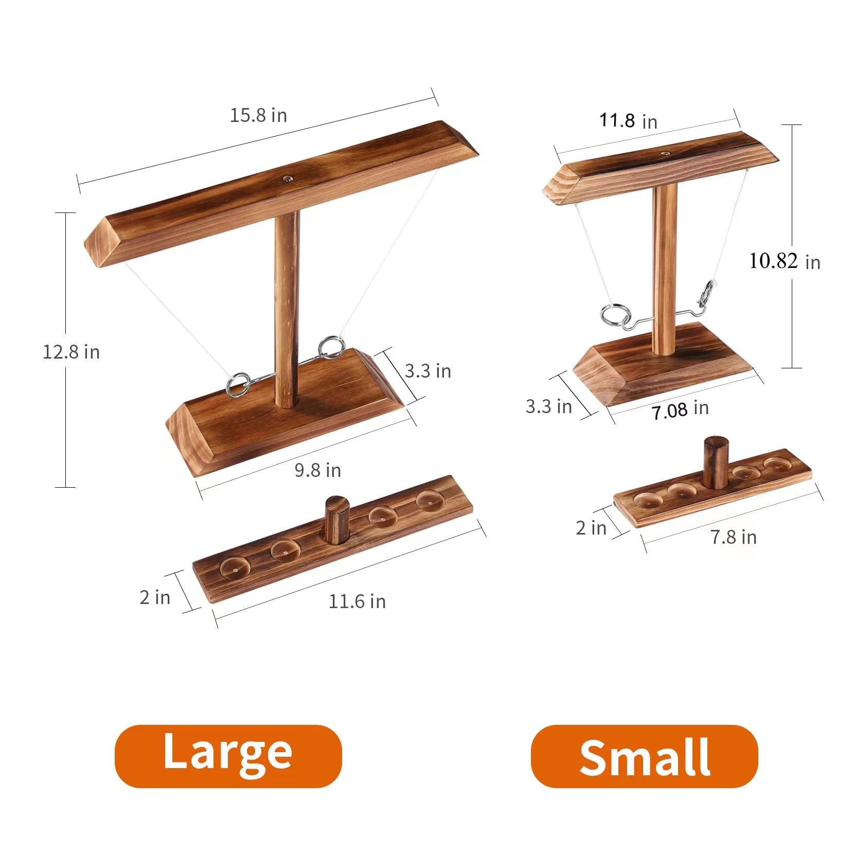 Premium Wooden Ring Toss Game Set for Adults - Classic Outdoor & Indoor Yard Game with 4 Rings & Hook - Perfect for Backyard Parties, BBQs, Beach, Bar Decor, and Family Fun Activities