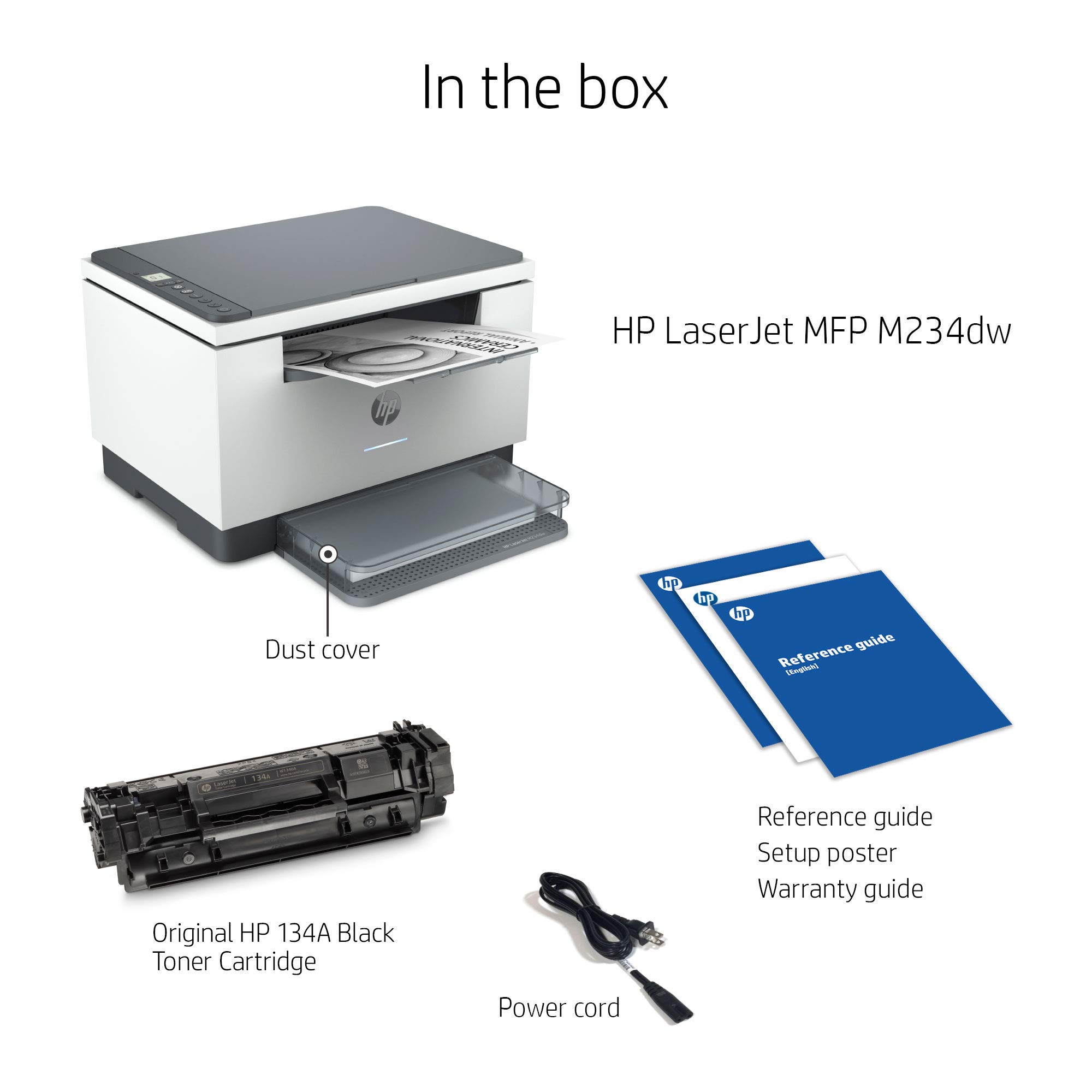 HP LaserJet MFP M234dw Wireless Monochrome All-in-One Printer with Scanner, Copier & Fax | Bluetooth, WiFi, USB, Ethernet Connectivity | Instant Ink Ready | Perfect for Home Office & Small Business Use | Print Documents, Scan Files & Send Faxes (Renewed)