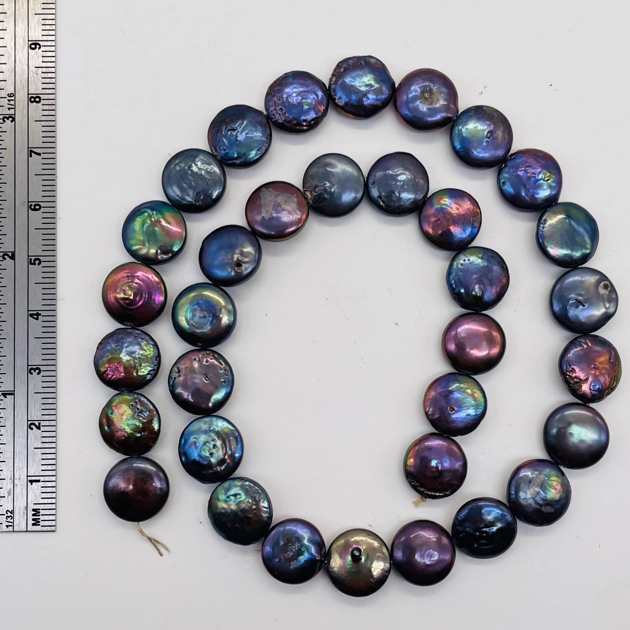 Rainbow Peacock Coin Freshwater Pearl Strand - 104481 for DIY Jewelry Making, Beading, Necklaces & Bracelets - Perfect for Crafting, Gifts & Fashion Accessories