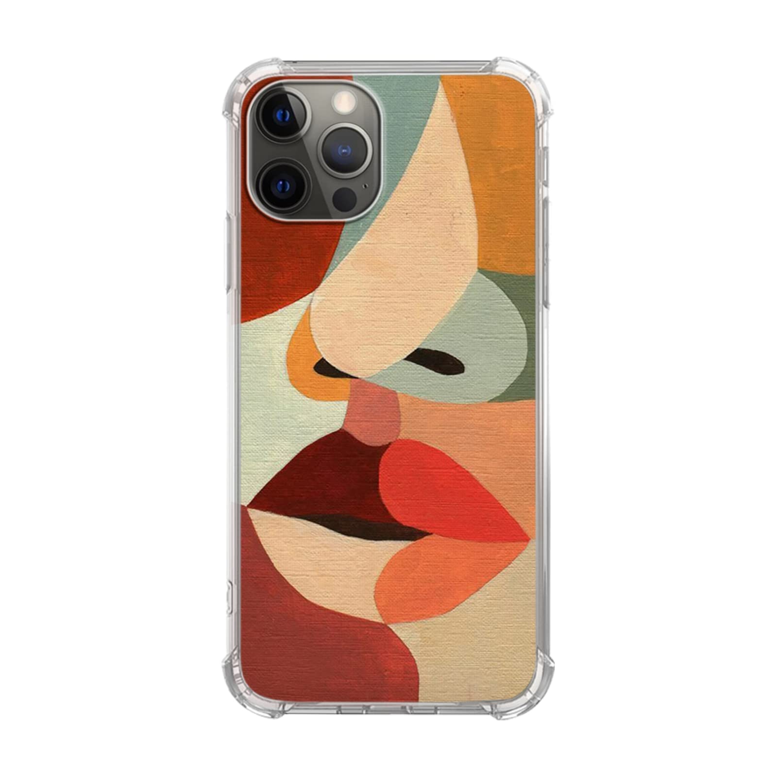 Abstract Art iPhone 12 Pro Max Phone Case - Trendy Aesthetic Kiss Design TPU Bumper Cover for Women & Men - Durable Shockproof Protection for Daily Use, Travel & Gift Giving