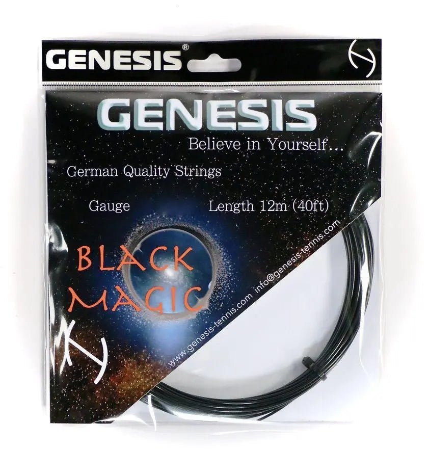 Genesis Black Magic 17 Tennis String Set - Premium Black Polyester Strings for Power & Control | Perfect for Competitive Players & Tournament Play