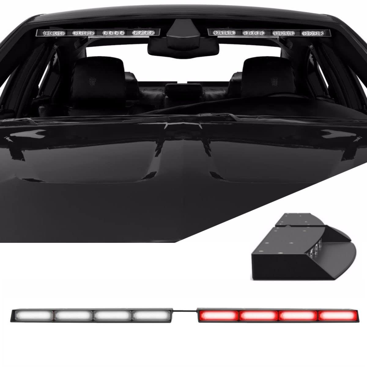 SpeedTech Lights Raptor-X TIR LED Strobe Light Bar - Red/Clear Emergency Vehicle Lights with Cigarette Lighter Plug for Police, Trucks & SUVs - Perfect for Roadside Emergencies & Night Visibility