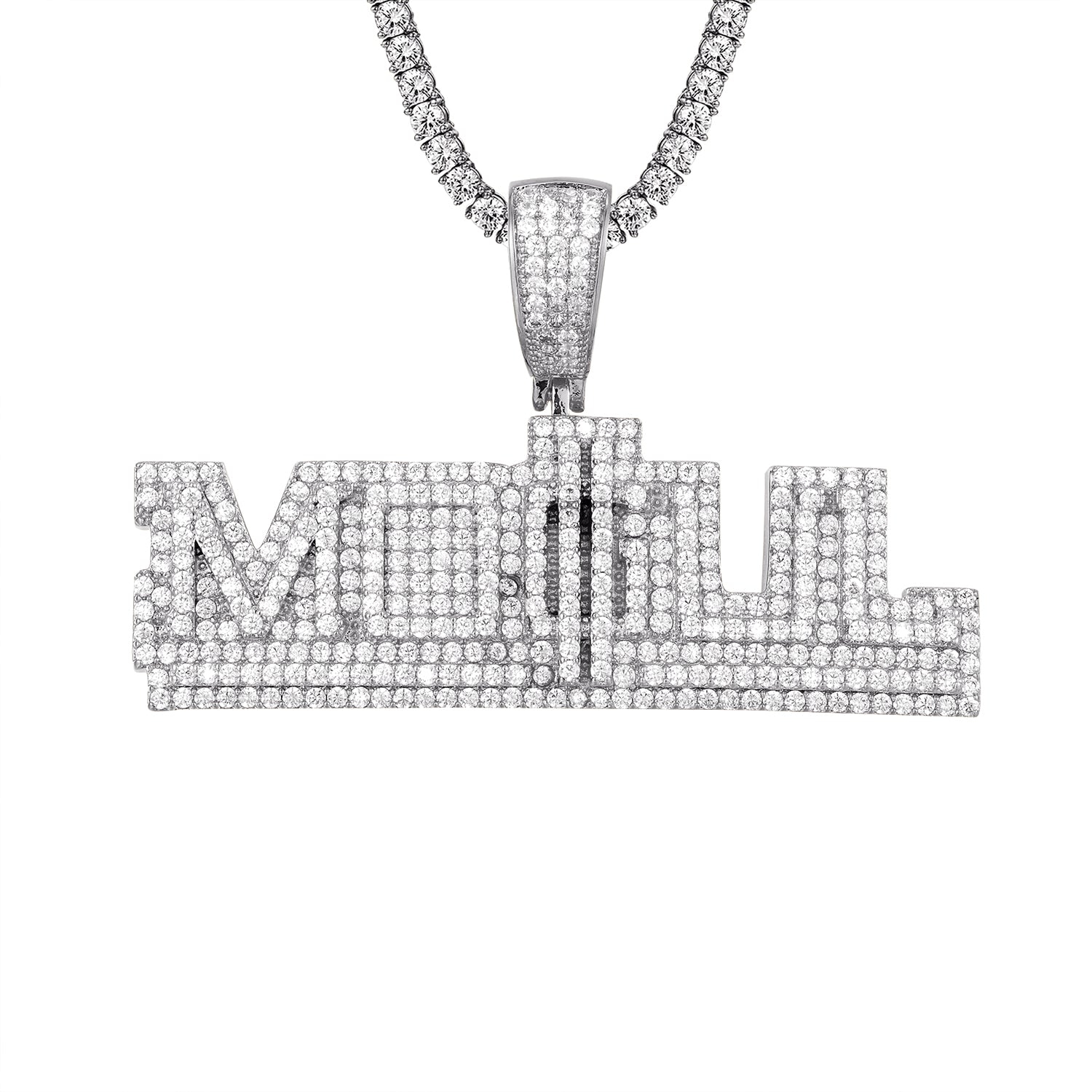 14Kt White Gold Finish Custom Rapper Style Mogul Pendant - Perfect for Hip-Hop Fashion & Jewelry Gifts