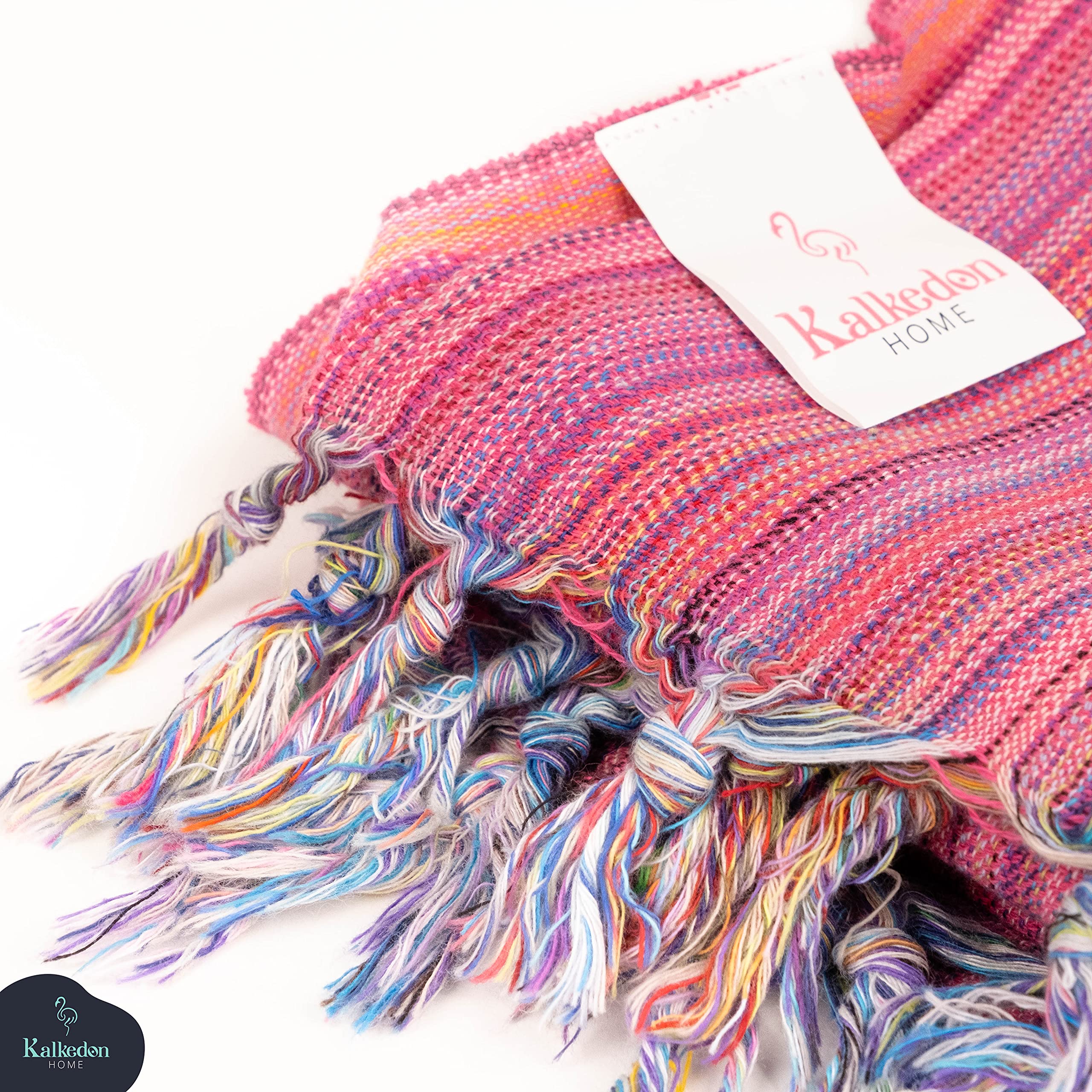Rainbow Beach Towel - Premium Turkish Cotton Sarong & Yoga Blanket | Soft Peshtemal Wrap for Women | Quick Dry Picnic & Travel Blanket | Perfect for Beach, Pool, Yoga & Outdoor Activities (Pink)