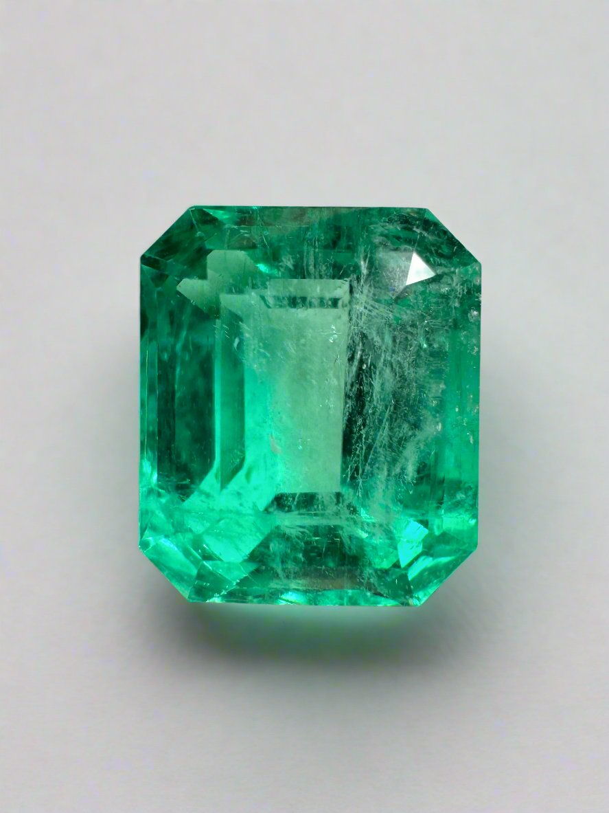 6.03 Carat 11.5x10mm Fine Bluish Natural Loose Colombian Emerald Gemstone - Classic Emerald Cut for Jewelry Making, Engagement Rings & Luxury Gifts