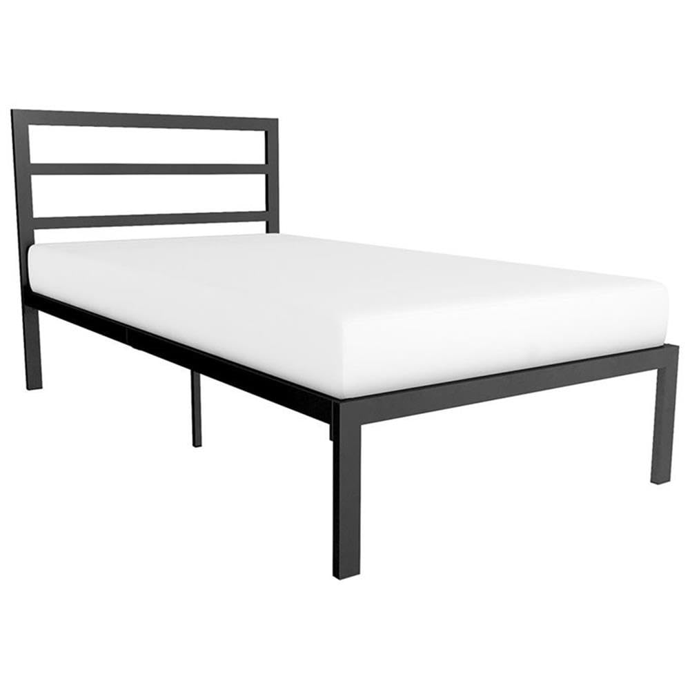 Signature Sleep Twin Metal Platform Bed with Headboard - Black Frame for Modern Bedroom | Sturdy Support for Mattress, Space-Saving Design for Small Rooms & Dormitories