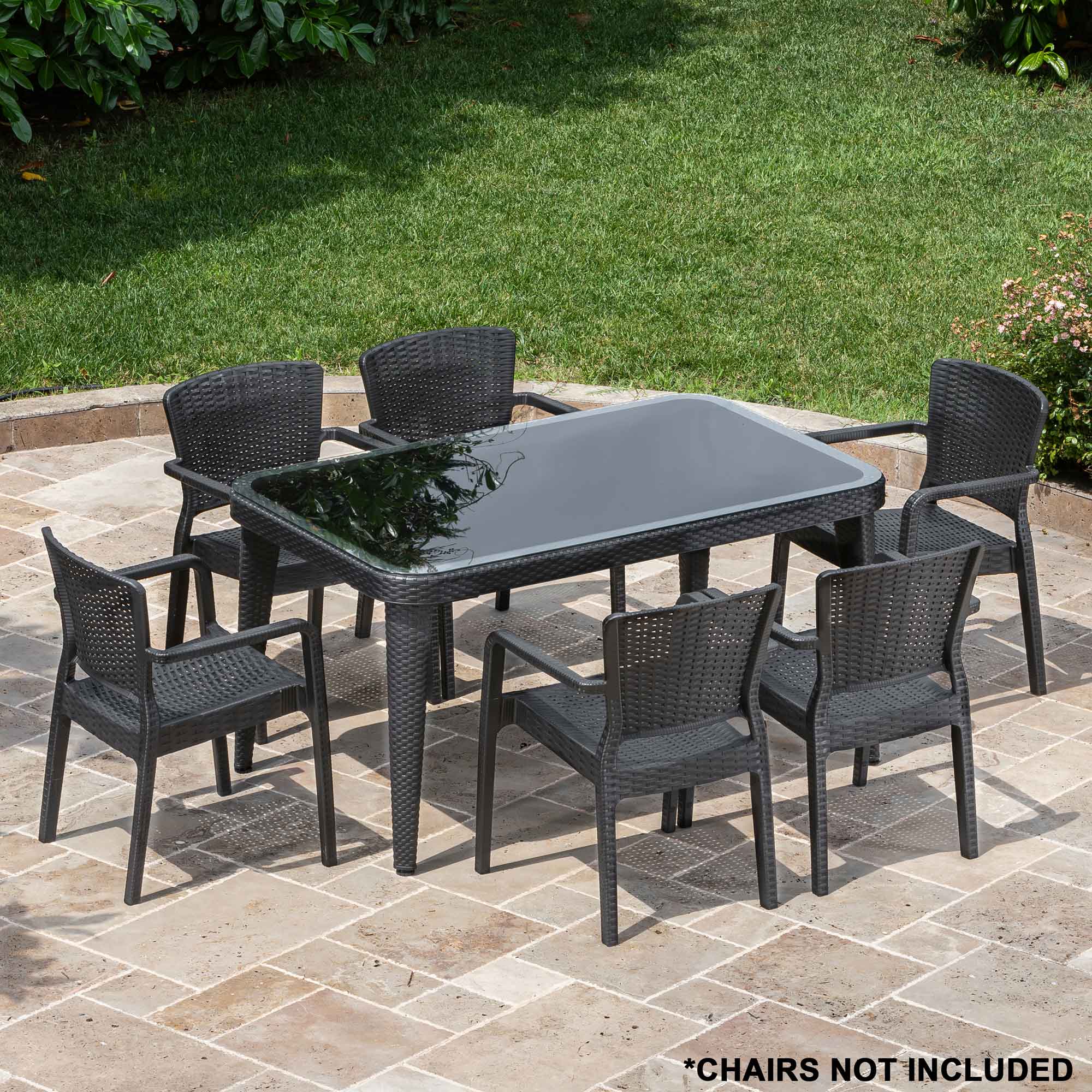 Weather-Resistant Outdoor Dining Table - 90x150cm PP/Fiberglass Patio Furniture in Anthracite (DG209) - Perfect for Backyard BBQs, Poolside Gatherings & Garden Parties