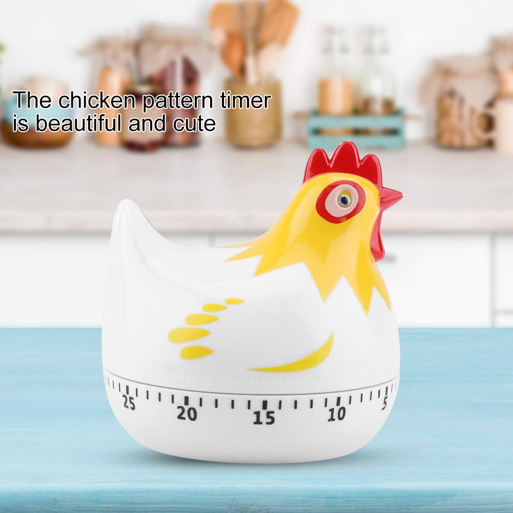 Digital Kitchen Timer - Cute Chicken Shape Mechanical Alarm Countdown Clock for Cooking, Baking, Sports & Office (55 Minutes, White) | Perfect for Home Chefs, Bakers & Time Management