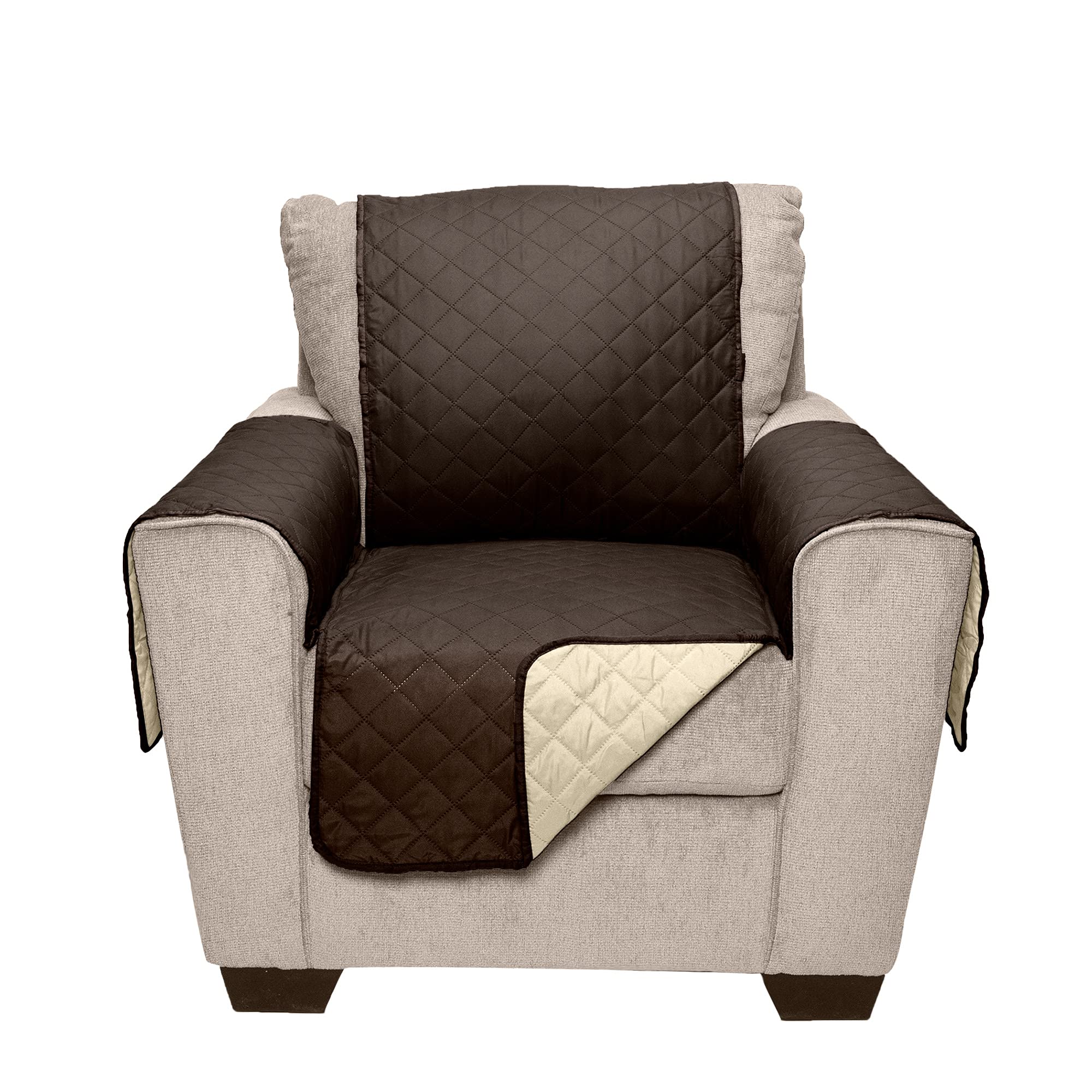 Furhaven Waterproof Reversible Chair Cover Protector for Dogs, Cats & Kids - Two-Tone Quilted Furniture Protector for Sofa, Couch & Living Room - Espresso/Clay - Perfect for Pet Owners & Families with Children