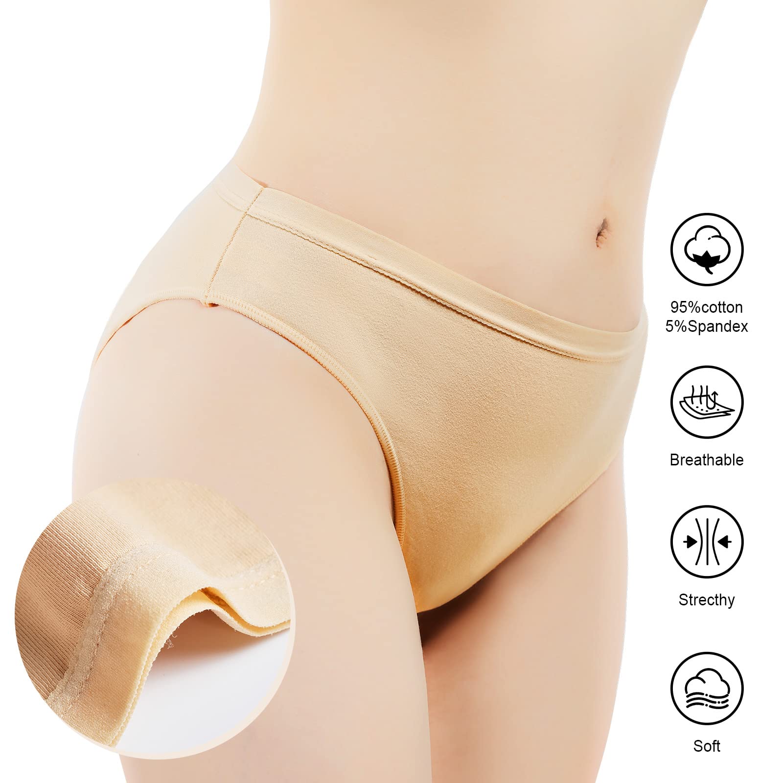 3 Packs High Cut Ballet Dance Underwear - Seamless Tan Gymnastic Briefs for Women & Girls - Perfect for Ballet, Yoga, Gymnastics & Dance Practice