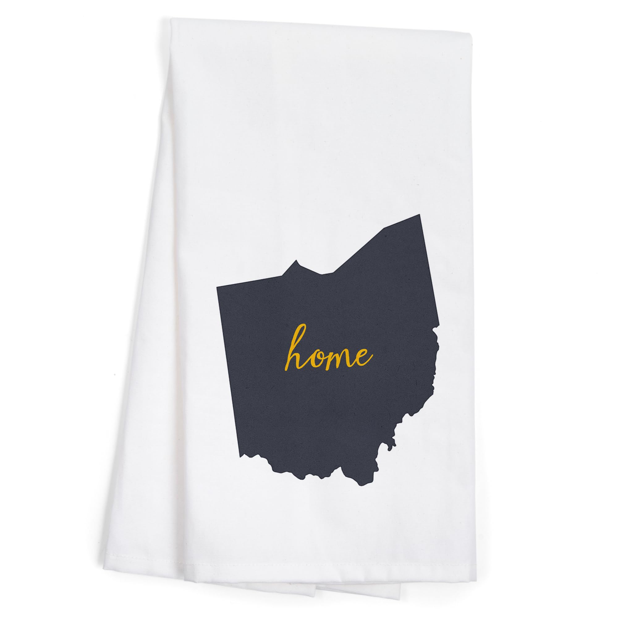 Lantern Press Ohio Home State Gray on White 100% Cotton Tea Towel - Decorative Hand Towel for Kitchen, Bathroom & Home Decor - Perfect for Gifts, Housewarming & Farmhouse Style