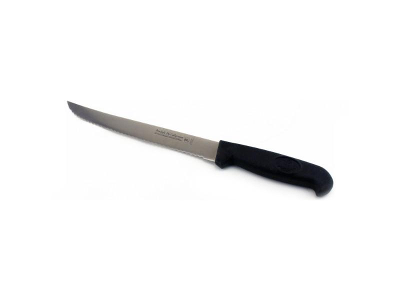 BergHOFF Soft Grip 8-Inch Stainless Steel Scalloped Utility Slicer Knife - Ergonomic Kitchen Tool for Slicing Fruits, Vegetables, and Bread - Perfect for Home Cooking and Professional Chefs