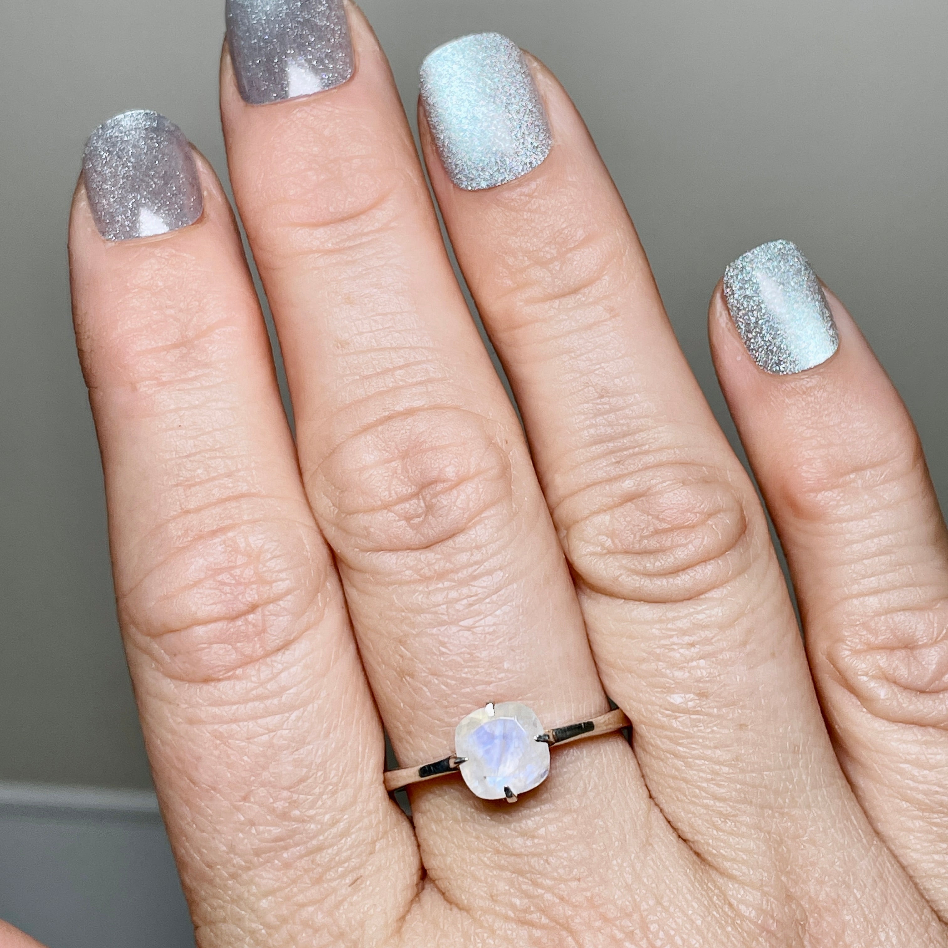Moonstone Faceted Square Solitaire Ring R4806 - Elegant Sterling Silver Jewelry for Women, Perfect for Weddings, Anniversaries & Special Occasions