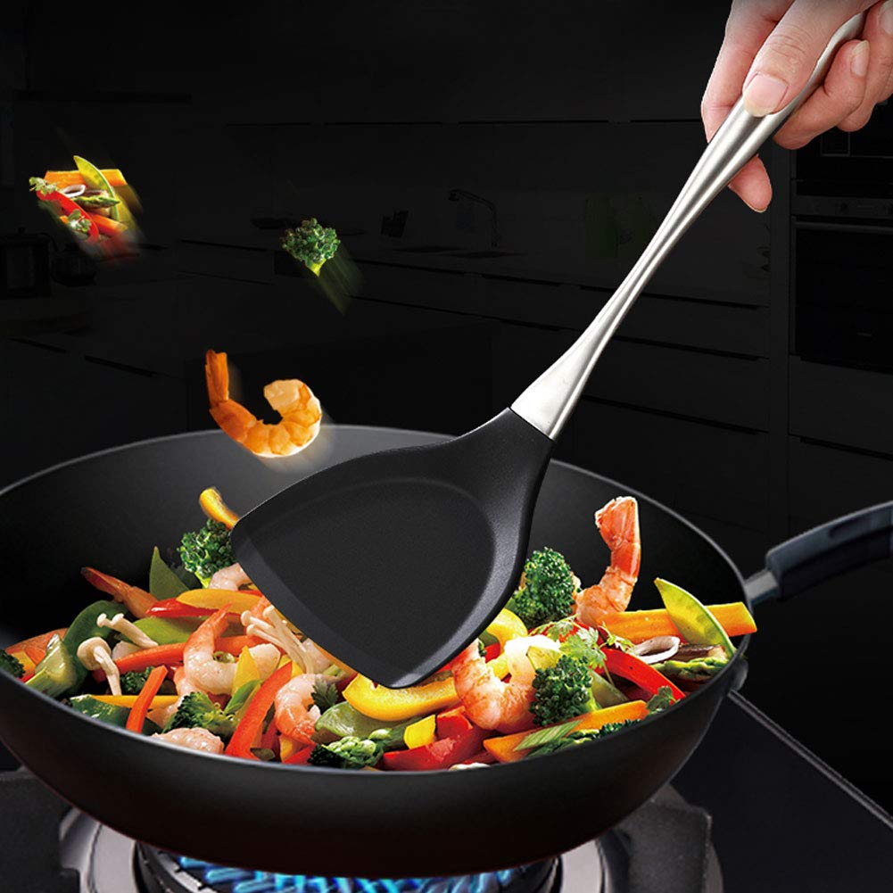 Stainless Steel Handle Non-Stick Silicone Spatula - High Heat Resistant Kitchen Cooking Tool for Frying, Baking, Eggs & Pancakes - Perfect for Home Chefs & Professional Kitchens