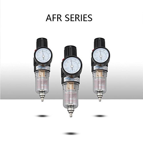 AFR-2000 Copper Air Pressure Regulator with Oil Water Separator - Moisture Filter for Airbrush Compressor, Painting, Spray Gun & Pneumatic Tools - Heavy Duty Air Compressor Filter Set