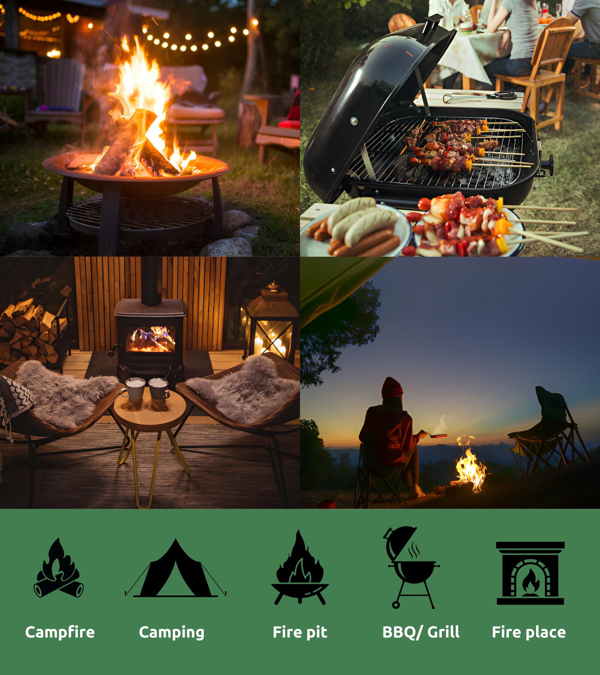 Premium Rice Straw & Food Grade Wax Fire Starters - 100 Natural Squares for Fireplace, Campfire, Charcoal, Chimney, Wood Stove | Long-Lasting 10-Minute Burn | Ideal for Outdoor Camping, BBQ, and Home Heating