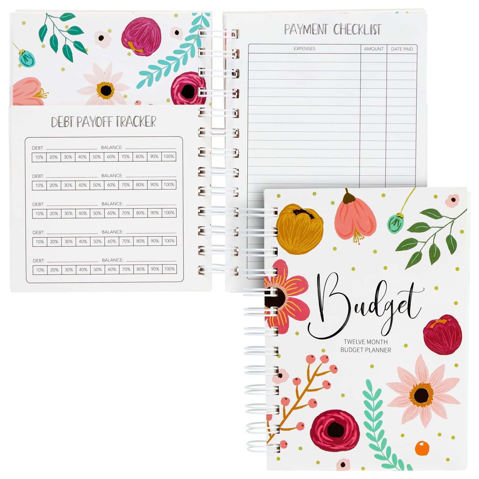 Floral Budget Planner - 24 Pockets Bill Organizer & Debt Tracker for Monthly Payments (5x7 In) - Perfect for Home & Office Finance Management