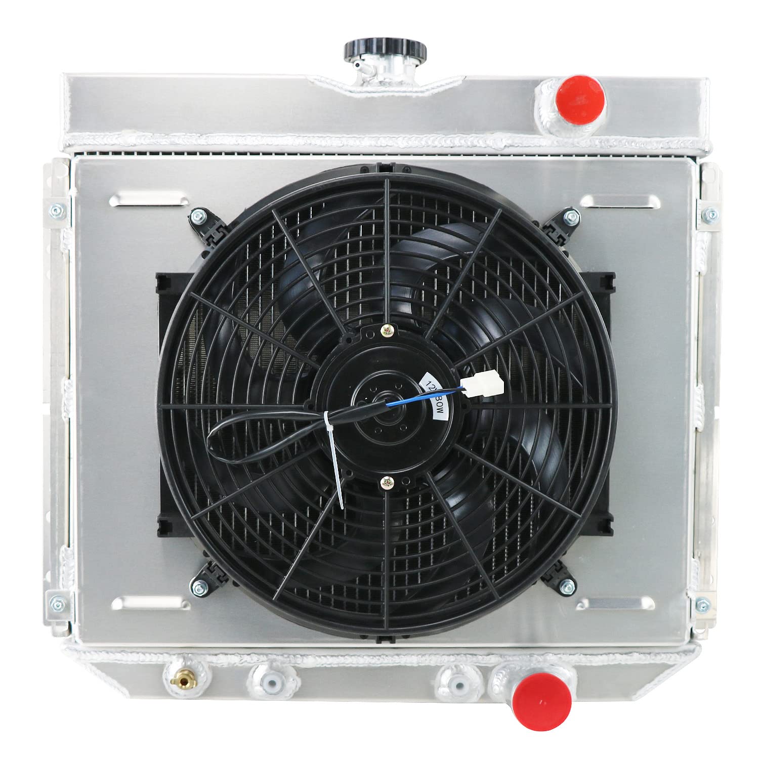 CU340 Full Aluminum Radiator for 1967-1970 Mercury Cougar & Ford Mustang Fairlane Torino V8 - High Performance 3 Row Radiator with Shroud Fan - Perfect for Classic Car Restoration & Hot Rod Upgrades