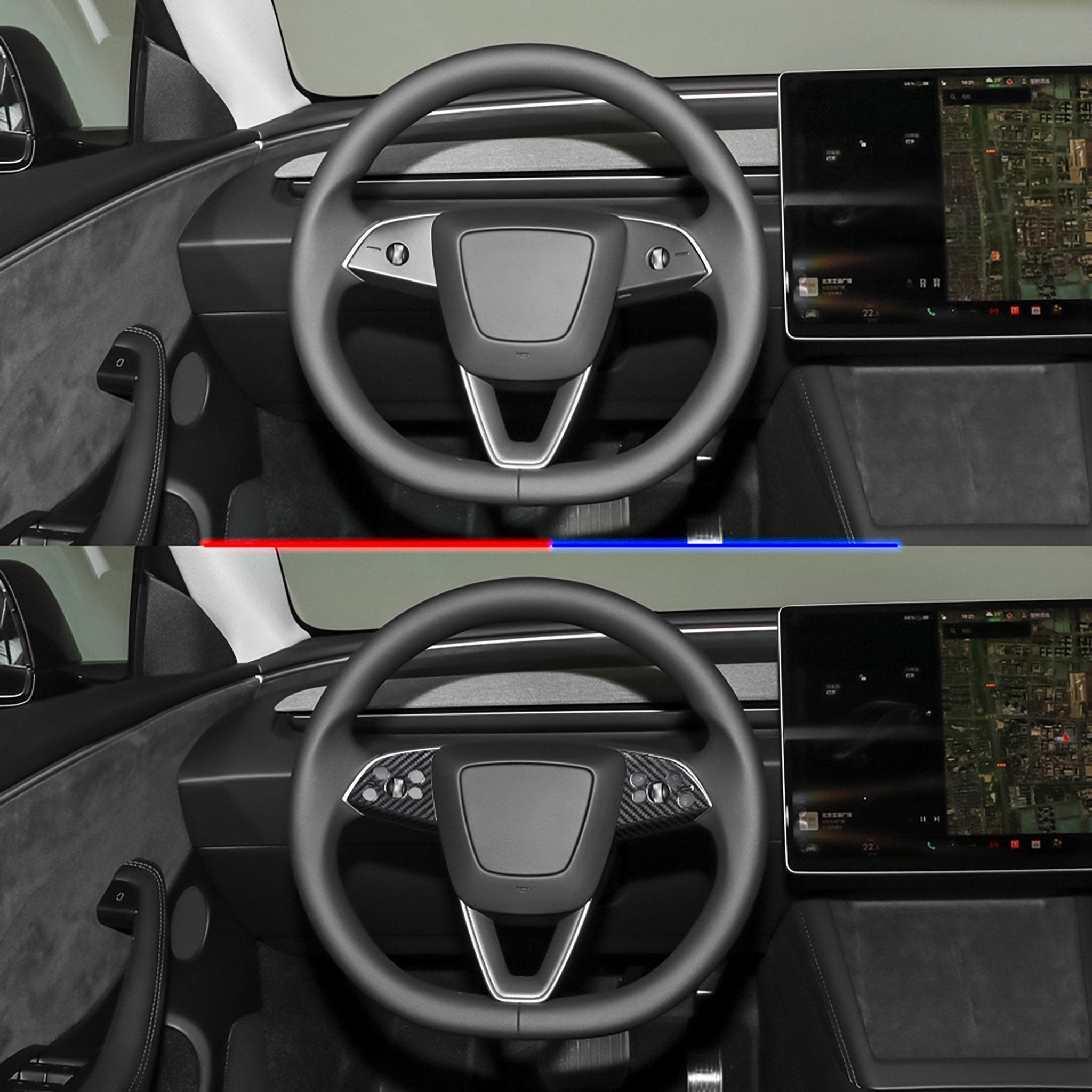 Premium Carbon Fiber Steering Wheel Trim Kit for Tesla Model 3 Highland (3-Piece Set) - Enhance Interior Style & Grip for Daily Driving & Performance