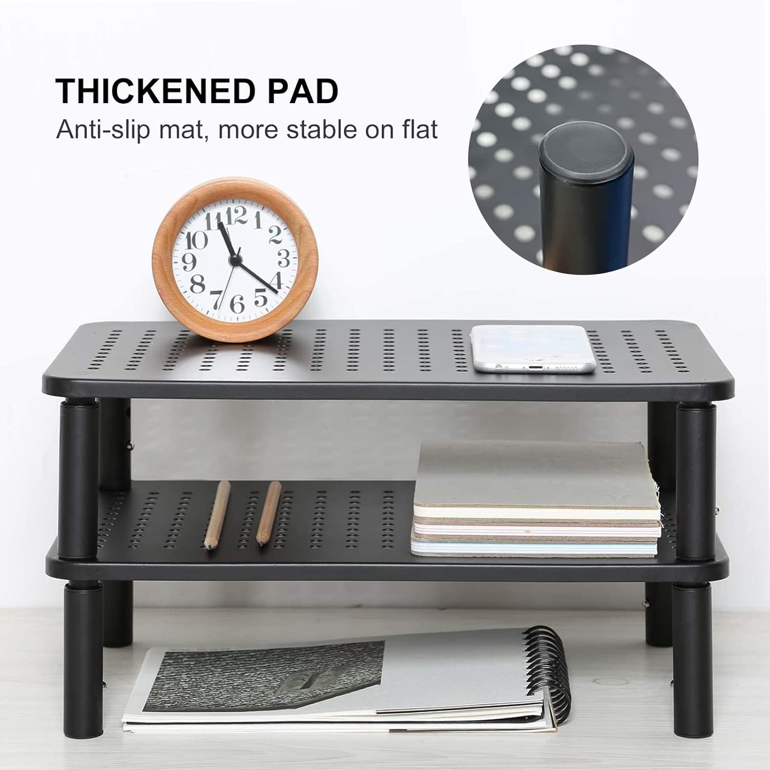 Suptek Adjustable Monitor Stand Riser - Ergonomic Vented Metal Platform for Computer, Laptop, Printer & Flat Screen Displays - 3 Height Settings with Under Desk Storage - Perfect for Home Office & Workspace Organization (MST003)