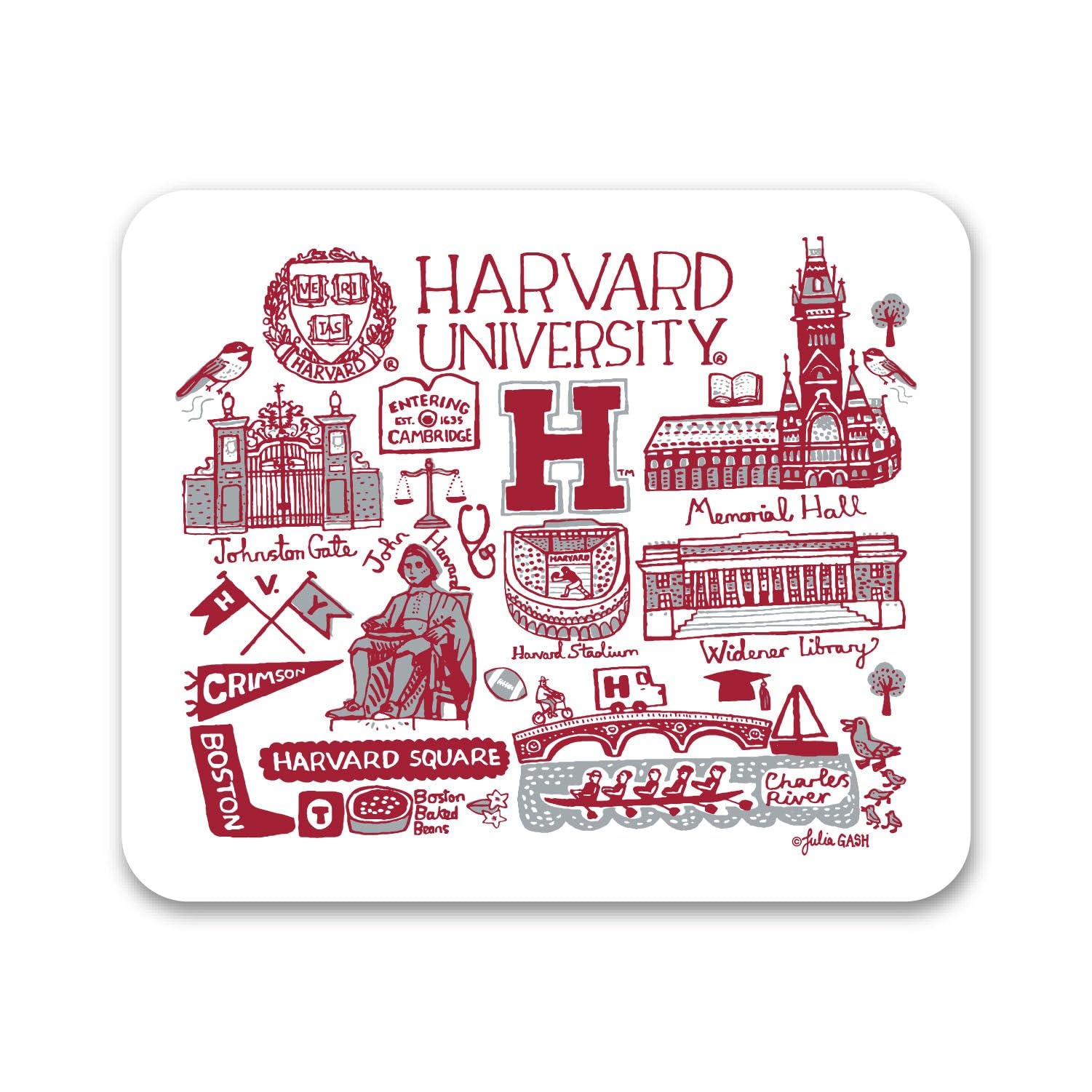 Premium Non-Slip Mouse Pad - Harvard Business School Inspired Floral Pink Fabric Desk Mat for Office, Gaming & Home Workspace