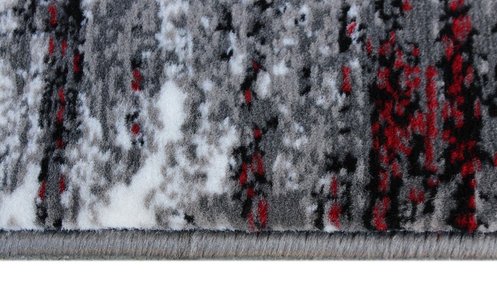 Masada Modern Contemporary Runner Area Rug - Red Grey Black (2' x 7') - Non-Slip Hallway Carpet for Living Room, Bedroom & Entryway