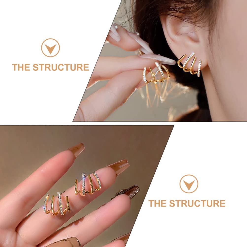 GALPADA Women's Claw Earrings - Zircon Stud Ear Cuff Hoop Earrings for Girls, Needle Claw Stud Earrings with Ear Wrap Cuff Piercing | Perfect for Parties, Weddings & Everyday Wear