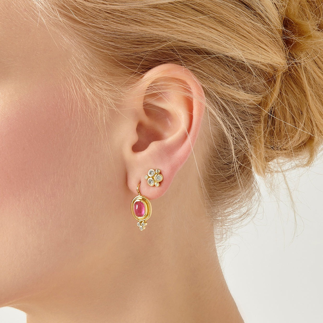 Temple St. Clair Classic Diamond Trio Stud Earrings - 14K Gold Luxury Jewelry for Women - Perfect for Weddings, Parties & Special Occasions