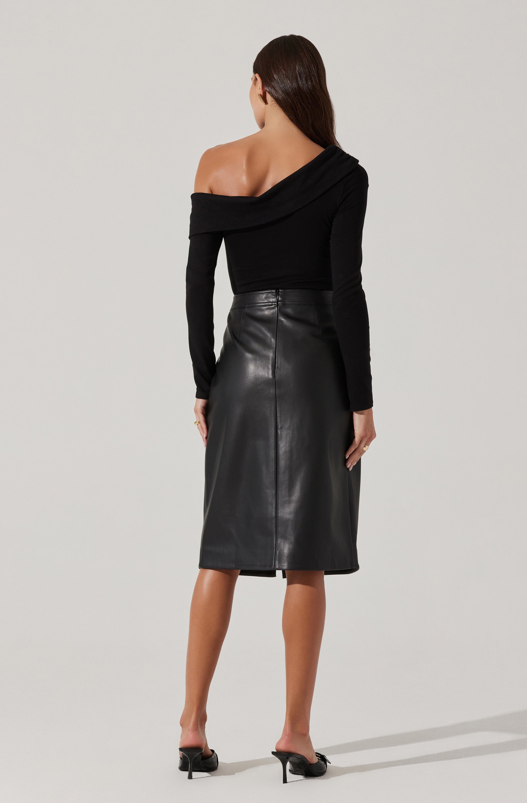 Lenore Off Shoulder Bodysuit for Women - Sexy Stretchy Long Sleeve Bodycon Jumpsuit - Perfect for Date Night, Club Outfits & Casual Wear