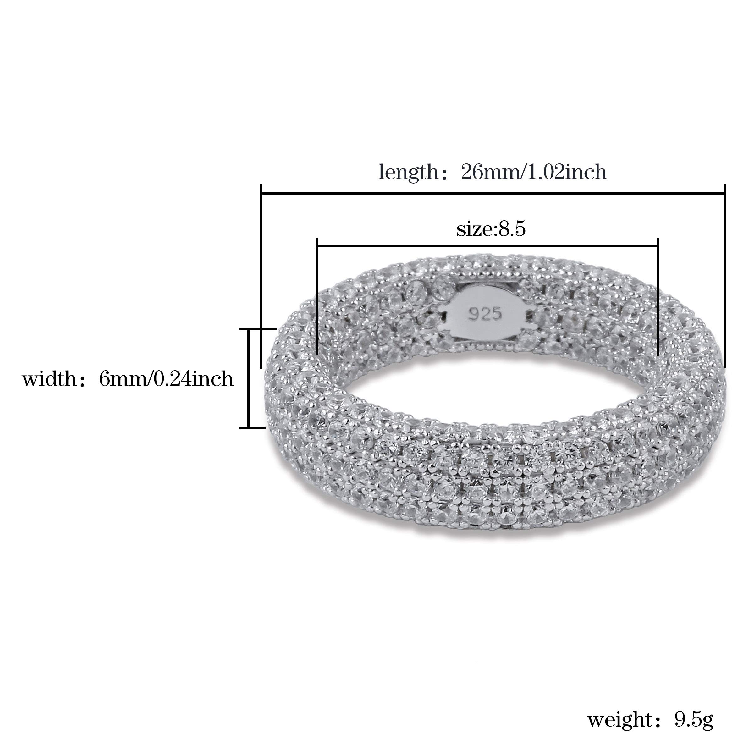 TOPGRILLZ 6mm 925 Sterling Silver Iced Out Diamond Wedding Band Ring for Men & Women - Perfect Engagement Ring, Anniversary Gift & Luxury Jewelry for Special Occasions