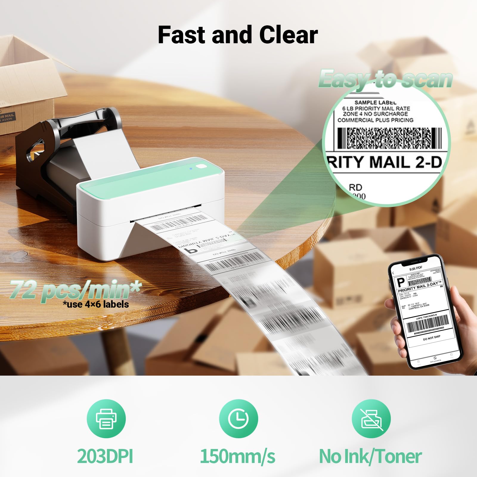 Itari 4x6 Wireless Bluetooth Shipping Label Printer - Compatible with Etsy, Shopify, eBay, UPS, DHL - Perfect for Home Business, E-commerce Sellers & Small Business Shipping Needs