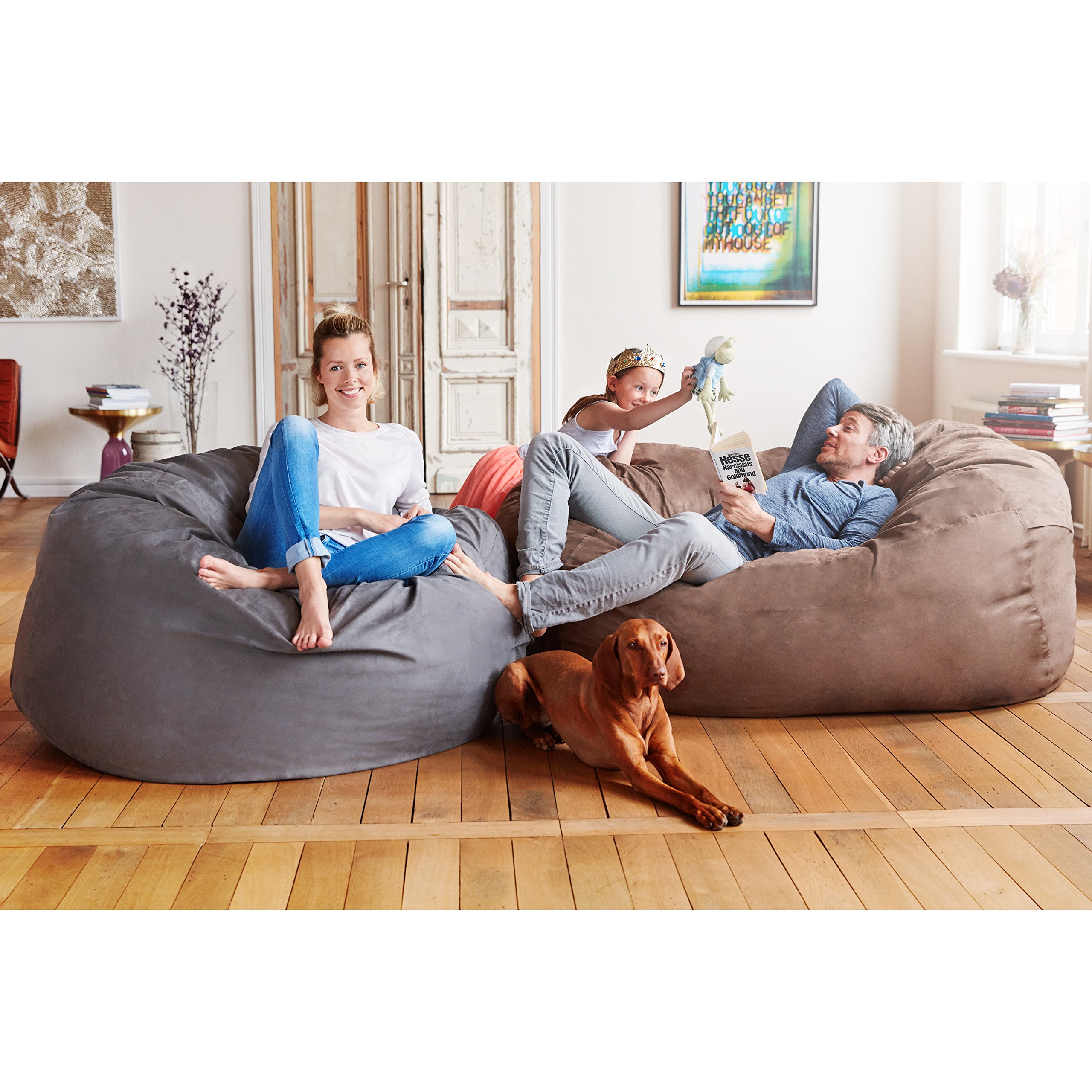 Lumaland 3ft Microsuede Bean Bag Chair - Ultra Soft Foam Filled Washable Bean Bag Sofa for Adults, Teens, Kids & Pets - Comfortable Sack Chair for Living Room, Bedroom, Game Room & Dorm - Black